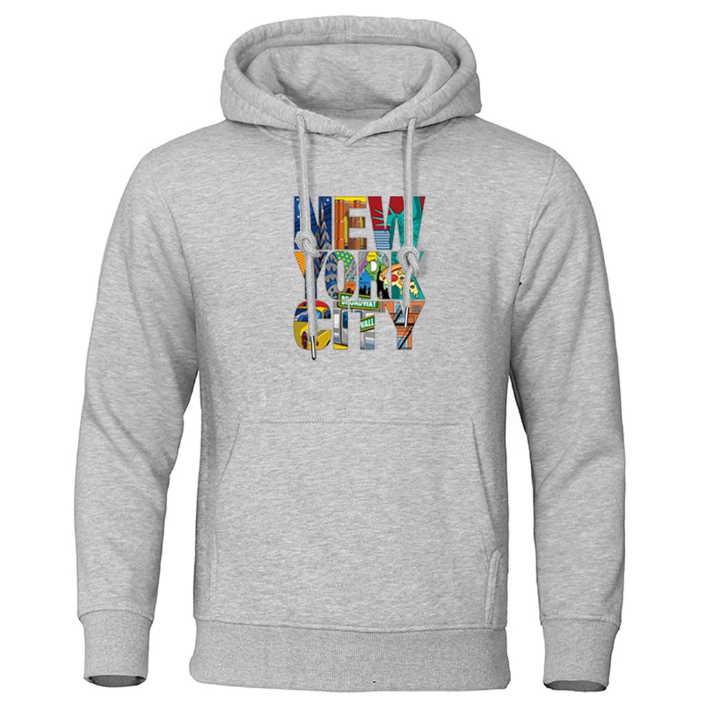 2025 Spring And Autumn Men's Sweatshirt Popular Pullover Coat NEW YORK CITY Graphics Logo Print Leisure Drawstring Hoodies