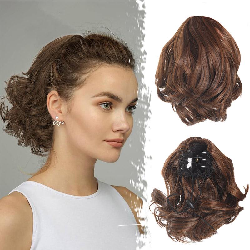 Syntetyczne przedłużanie włosów w koński ogon Krótki falisty koński ogon Kobieta klips z pazurami Kucyk Peruka Naturalna treska do włosów