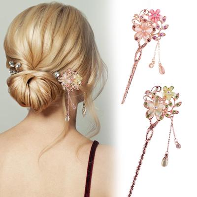 Eleganter silberfarbener Haarnadel mit Kristallfiligran Buyao für Frauen Mädchen Buyao für traditionellen Kopfschmuck Haarschmuck