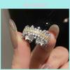 Geometric Zircon Open Ring For Women With Silver Finish In Elegant Casual Style