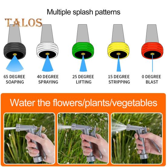 Trädgårdsslangmunstycke Justerbar spray Vattenflöde Läckagesäkert Högtryck Pistolgrepp Vattenmunstycke Spruta Trädgårdstillbehör