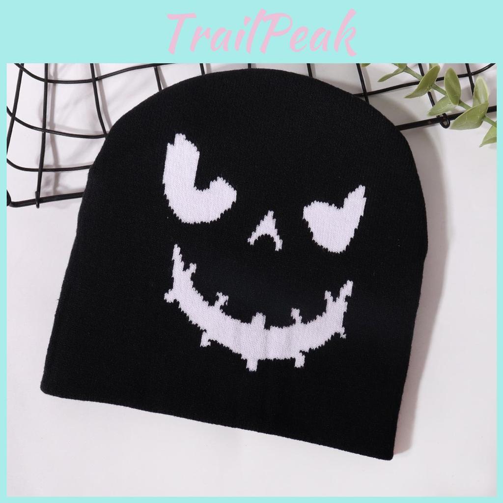 Halloween Pumpkin Pattern Knit Cap With Cozy Fabric For Autumn Casual Wear