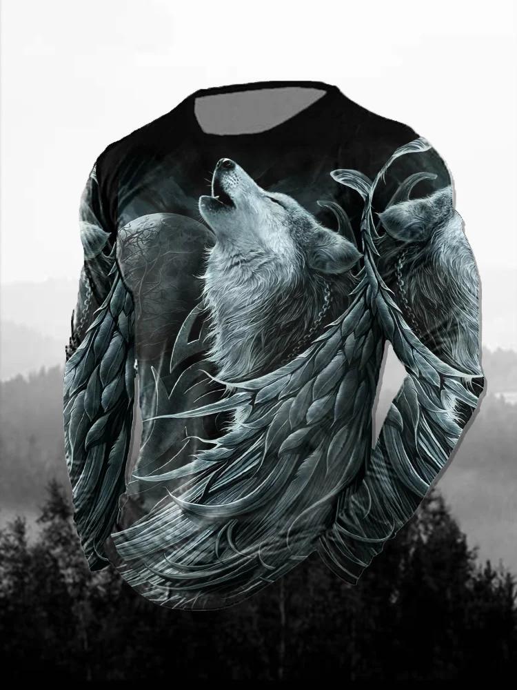 Fashion Skull Pattern 3D Printed Men's T-Shirt Casual Outdoors Long Sleeve T-Shirt Unisex Autumn Unisex T-Shirt Men's Clothing