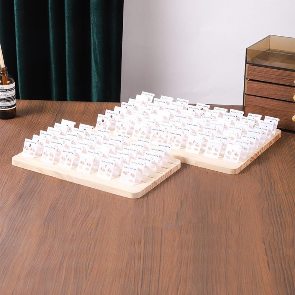 Premium Jewelry Display Stand Solid Wood Card Slot Ring Display Plate Card Storage