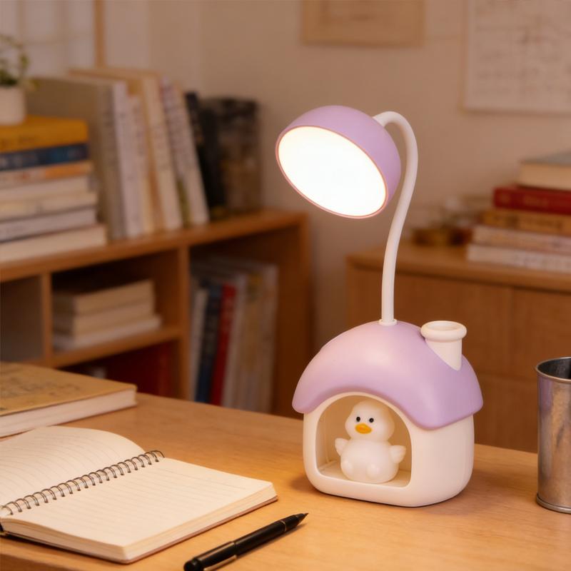 Cute Duck Night Desk Lamp Rechargeable Eye Protection Study Night Light for Desk Kid Room Bedroom Student Homework Lighting