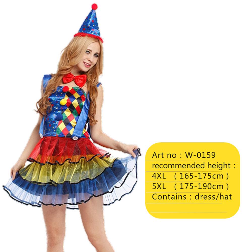 Regenboog Circus Clown Kostuum voor Volwassen Vrouwen Grappige Joker Meisjes Verjaardag Carnaval Feest Outfit Schattige Kleding Zonder Pruik 4XL(height155-165cm) multi