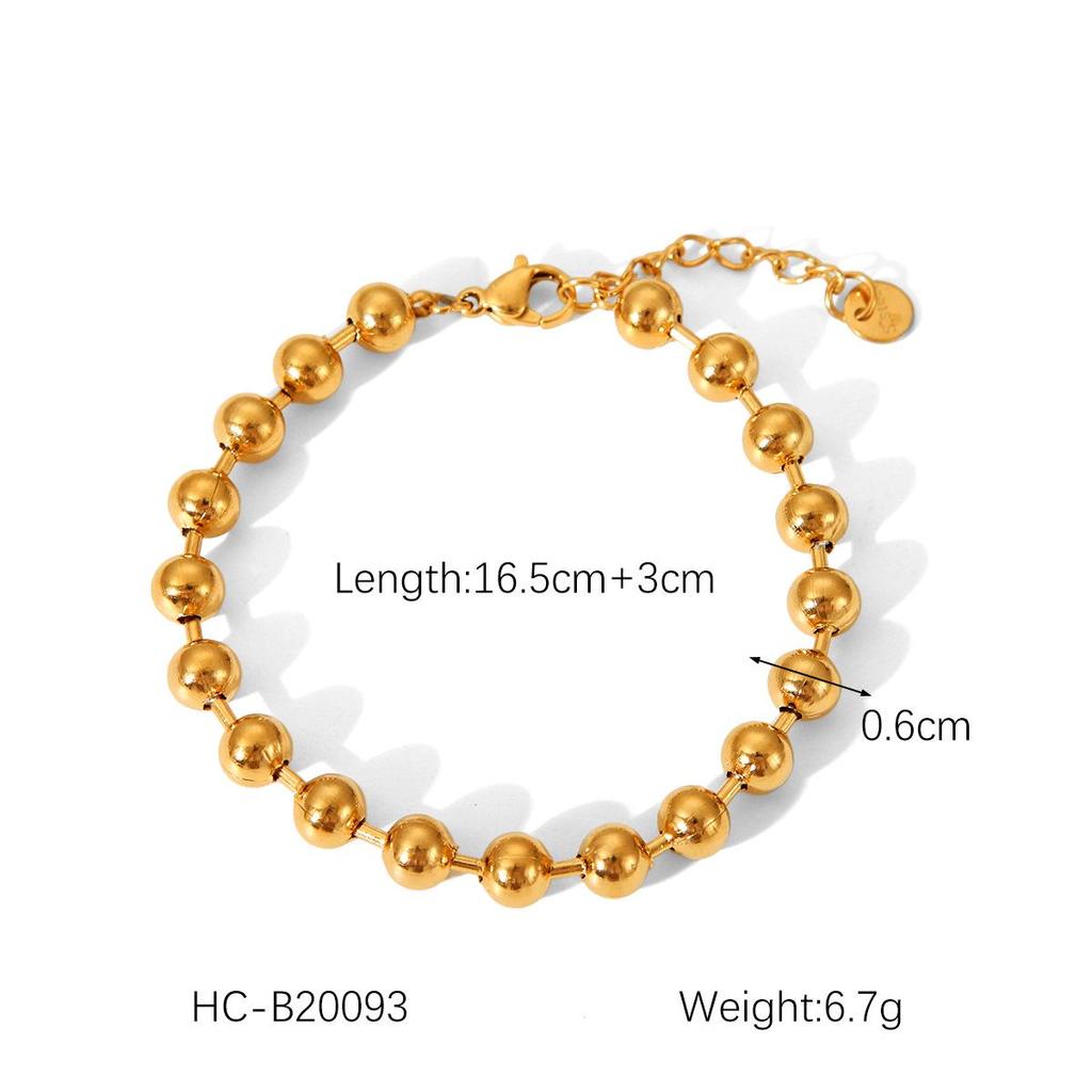 18K Gold Heart Pendant Necklace with Round Bead Chain in Titanium Steel – European & American Classic Style for Women