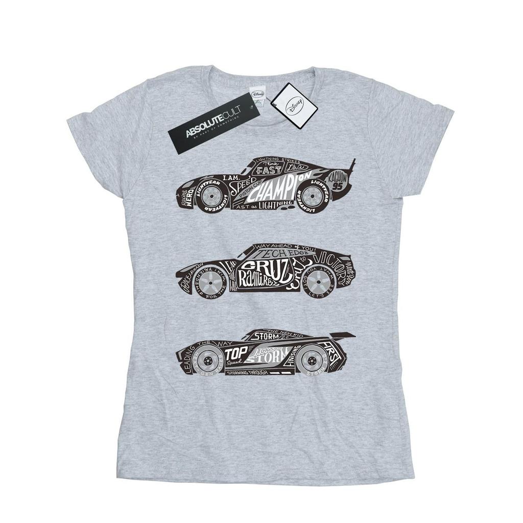 Disney Damen/Damen Autos Text Rennfahrer Baumwoll-T-Shirt