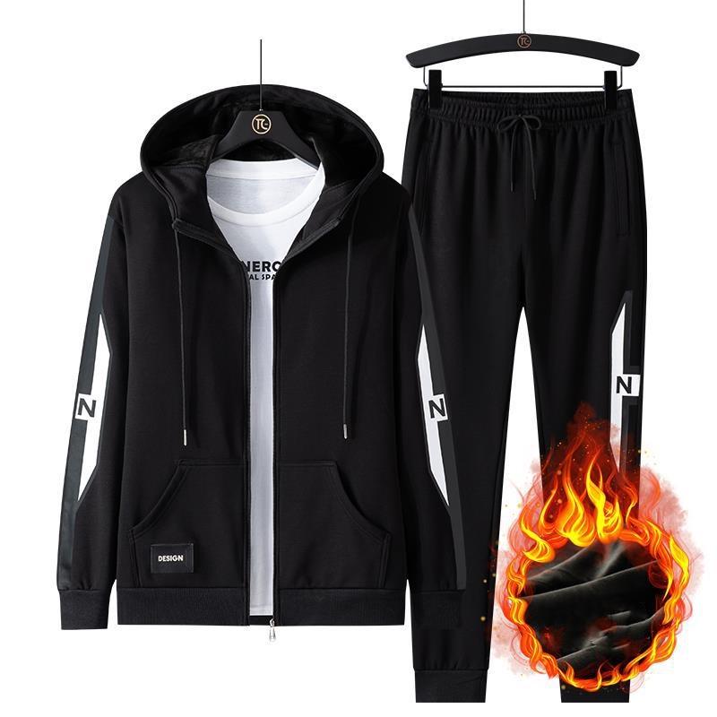 

Sweater Suit Large Size Autumn Winter Warm Hooded Casual Suit Men s Lamb Fleece Sports Suit XS