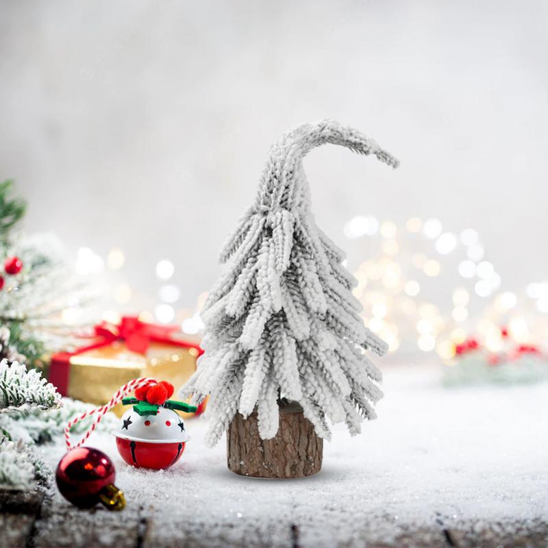 Small Snow Christmas Tree Christmas Tabletop Centerpieces With Wooden Base Snow Christmas Trees For Christmas Winter Home Shelf
