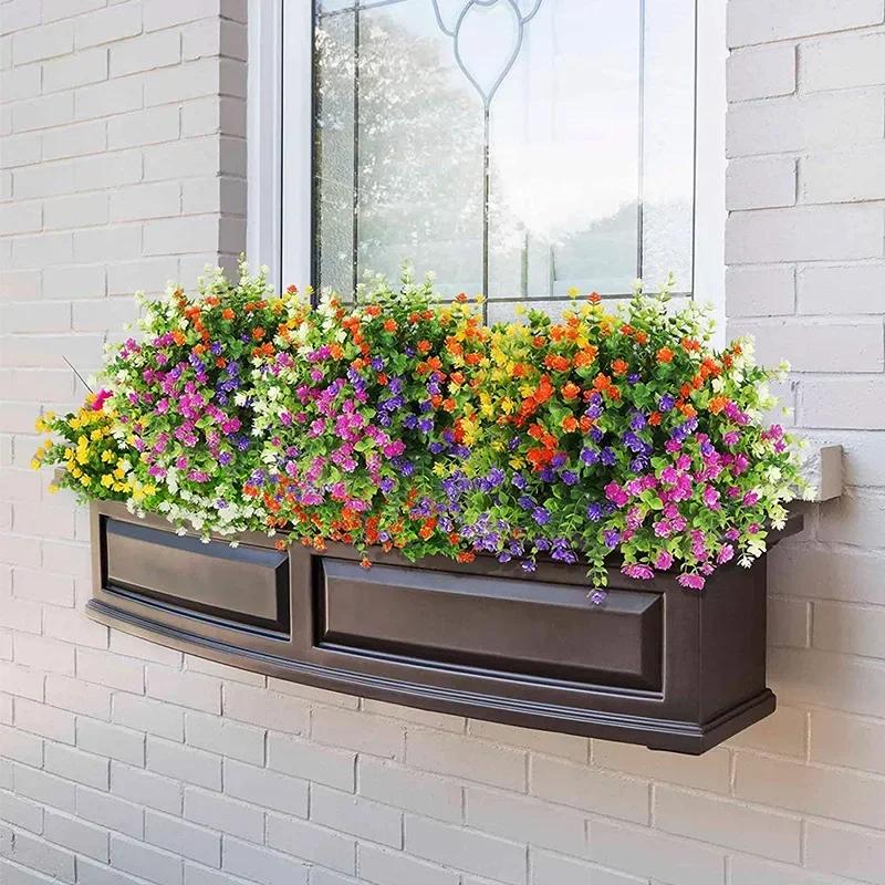 Artificial Flowers Seven Cross Milan Eucalyptus Camellia Office UV Fake Flowers Plastic Bouquet Wedding Home Decoration