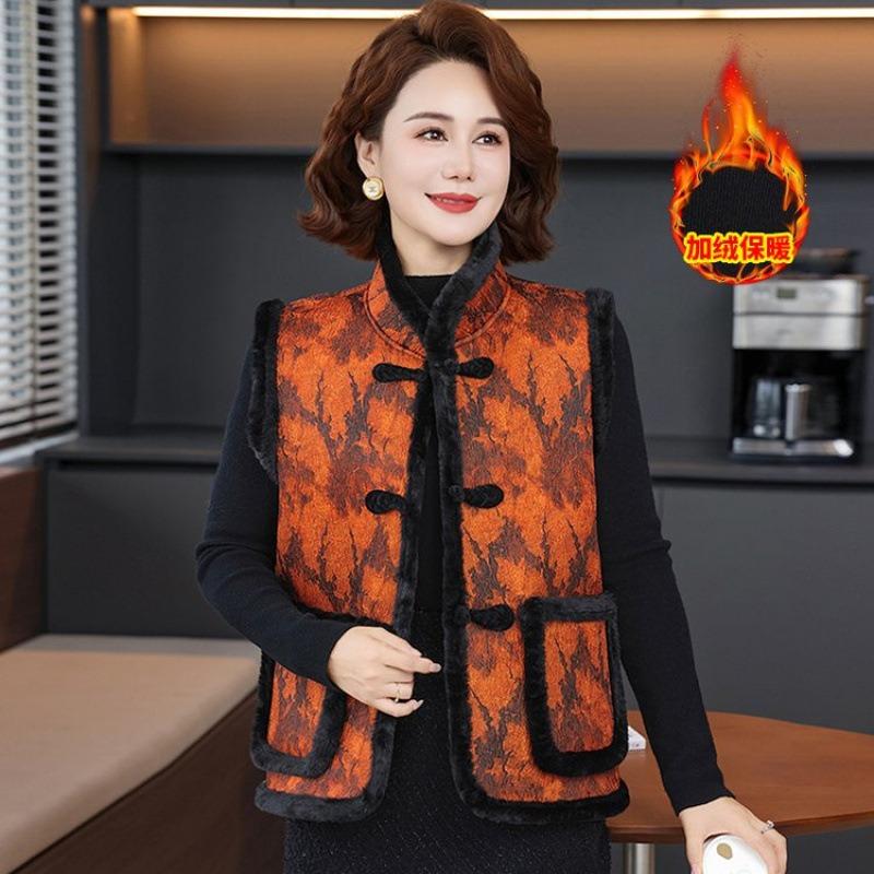 

Женский осенне-зимний бархатный жилет с утолщением, терможилет, жилет-куртка в стиле тан 5XL [Recommended 150-80 kg]