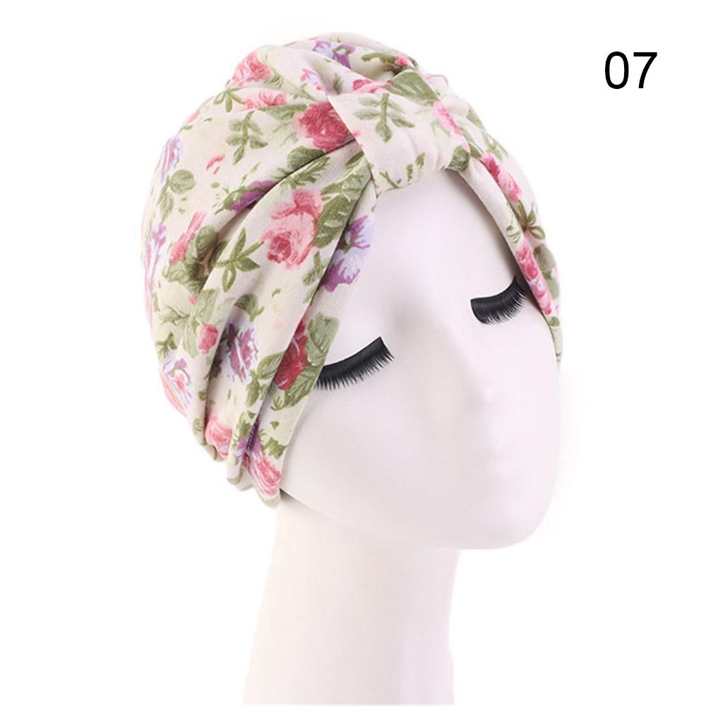 Solid Color Women Elastic Cotton Fold Turban Hat Soft Bonnet Muslim Hijab Ladies Head Wrap Warm Beanies Chemo Hat