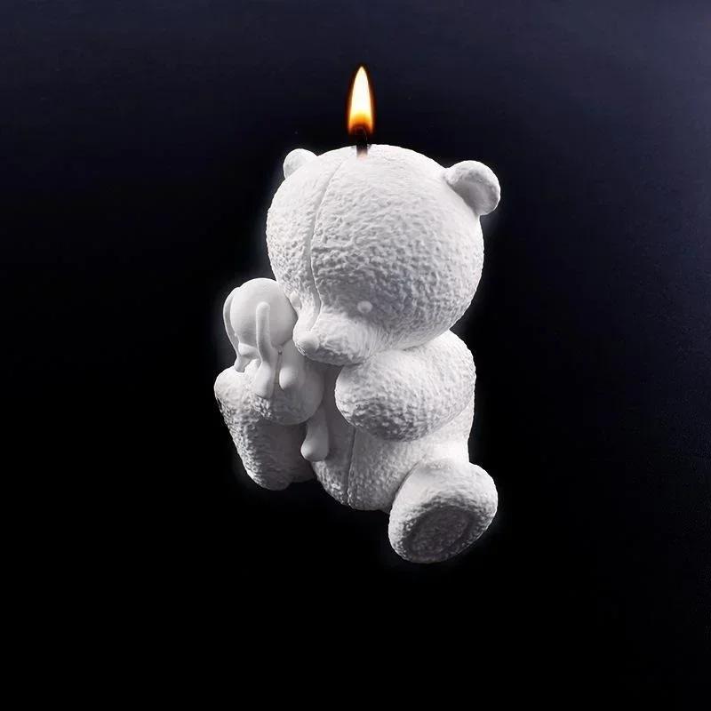 3D Cute Bear Silicone Mold Creative Holding Doll Little Bear Chocolate Candy Molds Kitchen Baking Cake Decor Candle Soap Mould