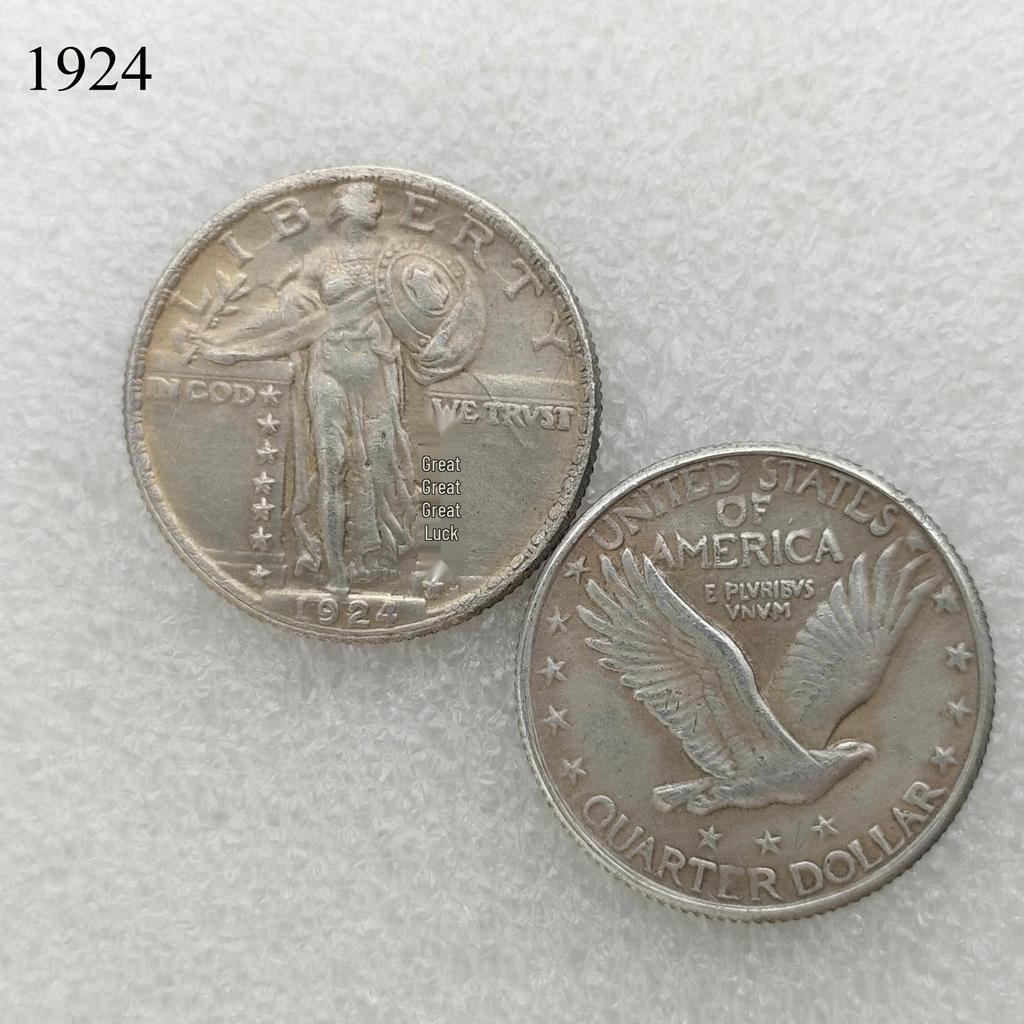 Antique American Liberty 25 Cents Coin, 1916-1930, Optional Brass or Silver Plated