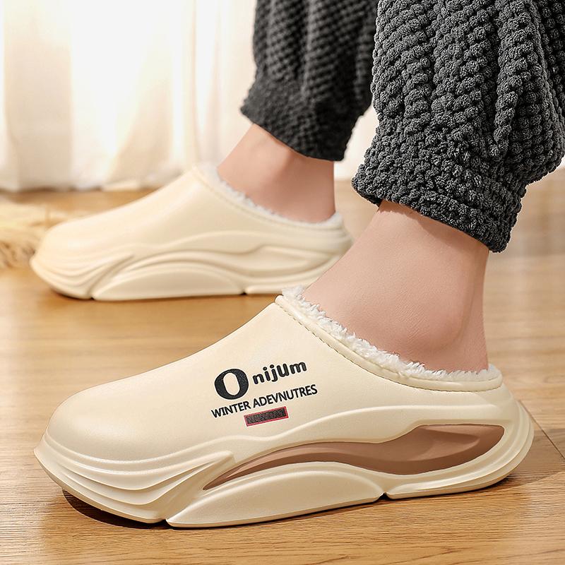 Neue Winter Herren Warme Hausschuhe Baumwollhausschuhe Outdoor Indoor Baumwollschuhe Wasserdicht Herren Bequeme Zuhause Schlafzimmer Plüschhausschuhe