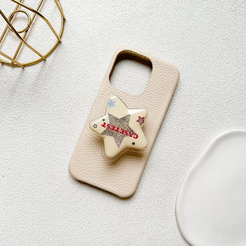 Mobile Phone Airbag Bracket, Five-Pointed Star Glitter Powder, Small Wind, Fresh And Pasted Desktop Retractable Watching Drama Support Frame