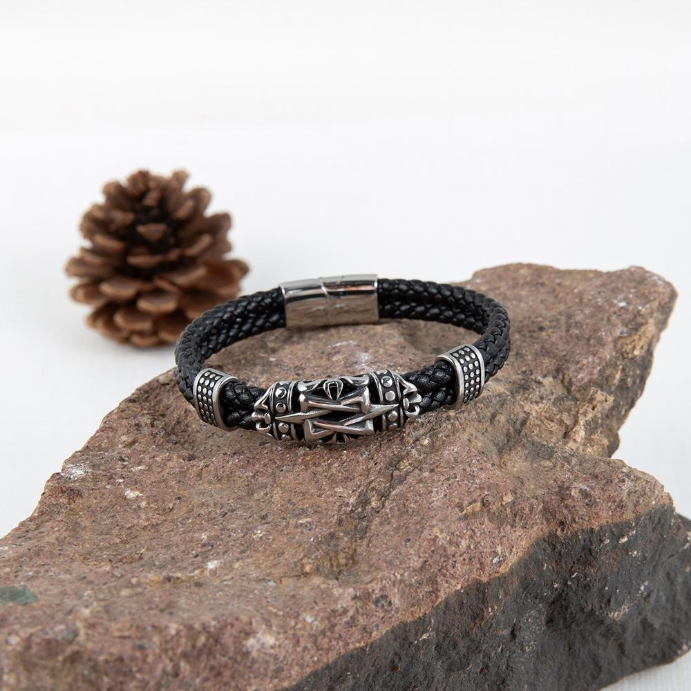 Gotický Pánský Vintage Černý Pletený Kožený Náramek Severský Viking Ručně Vyráběné Šperky Pulseras pro Muže