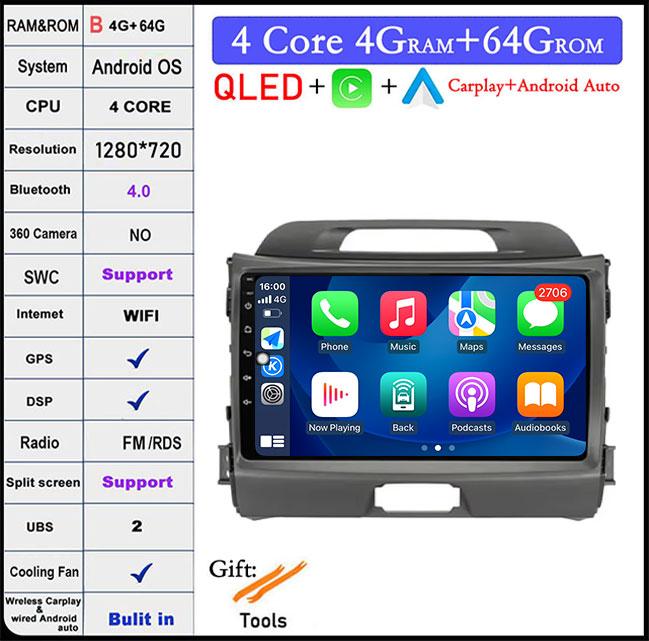 Android 14 For KIA Sportage 3 2010 2011 2012 2013 2014 2015 2016  9" Autoradio Car Radio Multimedia Player Navigation Video GPS