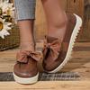 Bow Thick-soled Loafers for Women, 2025 Autumn New British-style Plus-size Muffins with A Foot of Small Leather Shoes