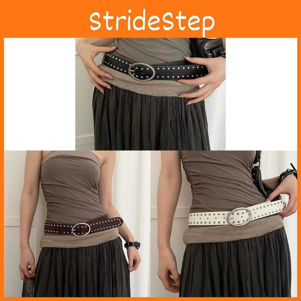 Retro Punk Hiphop Style Pu Leather Belt With Alloy Pin Buckle For Ladies