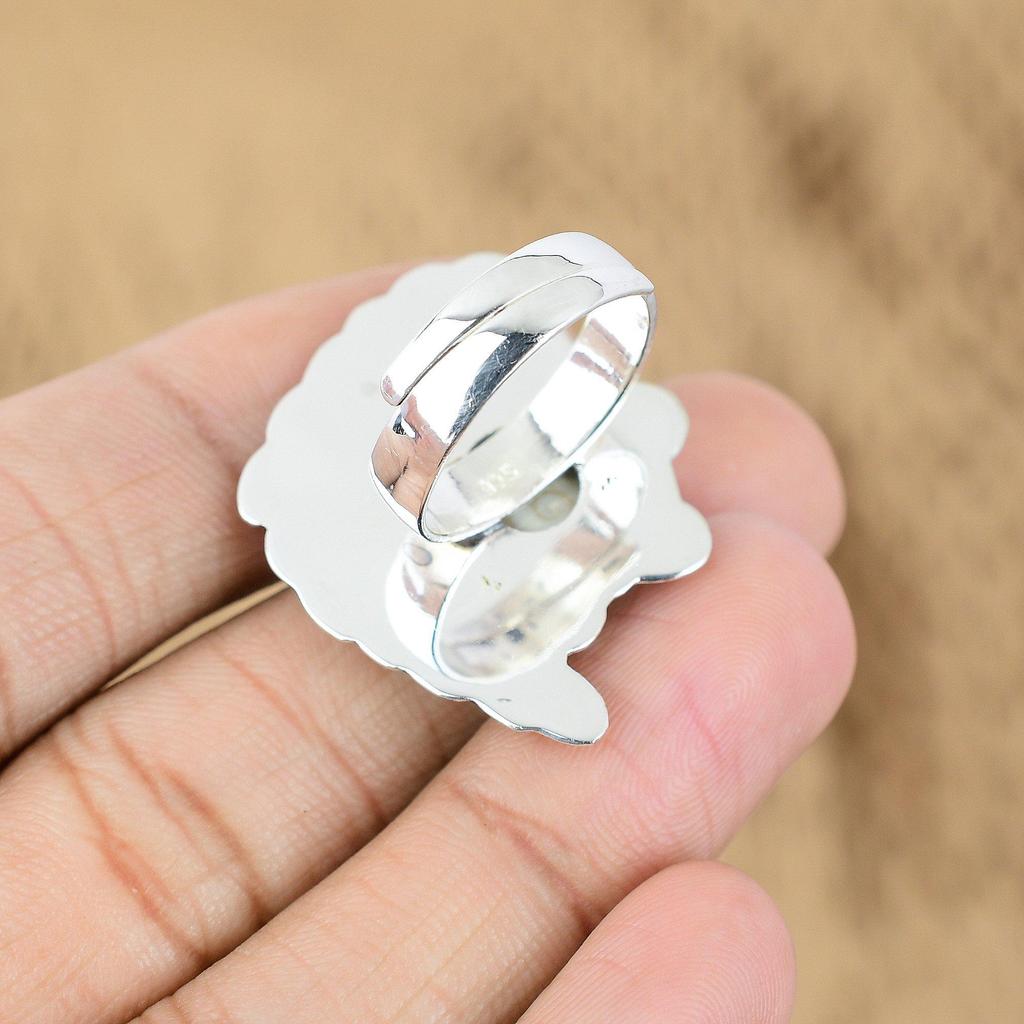 Oval Natural Shiva Eye Shell Statement Promise Art Deco Ring Jewelry 925 Silver