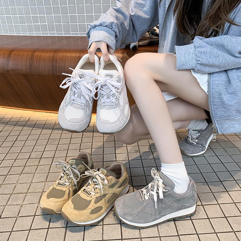 2025 spring and summer Forrest Gump shoes women's mesh breathable flat bottom new casual platform versatile running sports shoes German training shoes