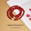 S925 Sterling Silver Natural Hetian Jade & Red Agate Beaded Bracelet - Double Layer Stackable Chinese Style Women's Jewelry Gift