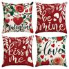 4Pcs Valentine'S Day Pillow Cover, Romantic And Sweet Valentine'S Day Love Flower Printed Sofa Decorative Cushion Cover