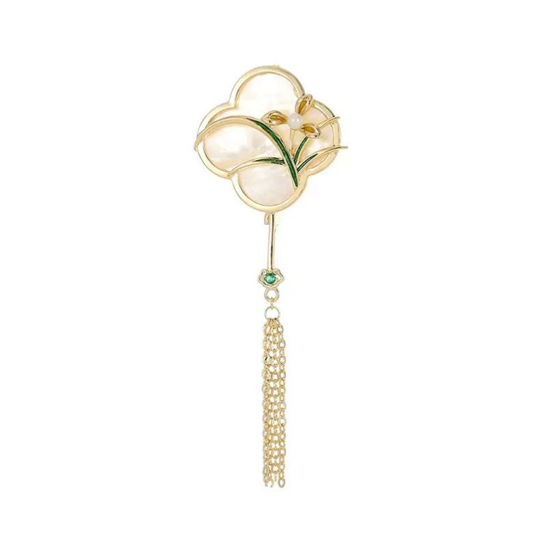 Matte Gold Pearl Wheat Ear Corsage Brooch for Women - High-End Versatile Pin with Anti-Exposure Design