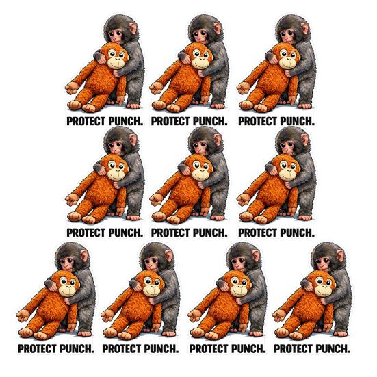 Cute Monkey Sticker Protect Punch Decal Macaque Holding The Monkey Plush Toy Laptop Sticker Fun Decal A