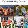 Portable BBQ Grill Basket Folding Fish Vegetable Grilling Basket Stainless Steel Grill Basket for Camping Picnics JT455