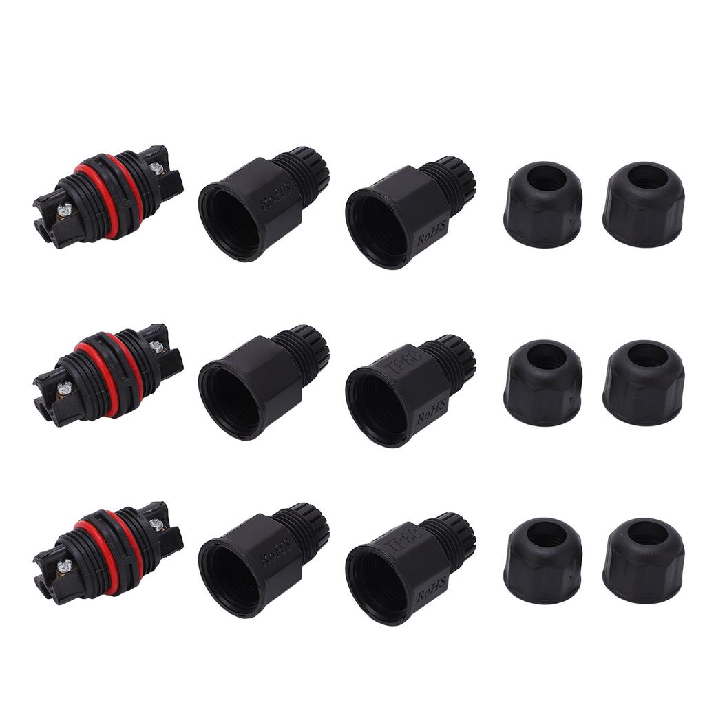 3Pcs Waterproof Cable Connector 3 Pin Straight Through IP68 Waterproof Connector for LED Outdoor Lights Fountains