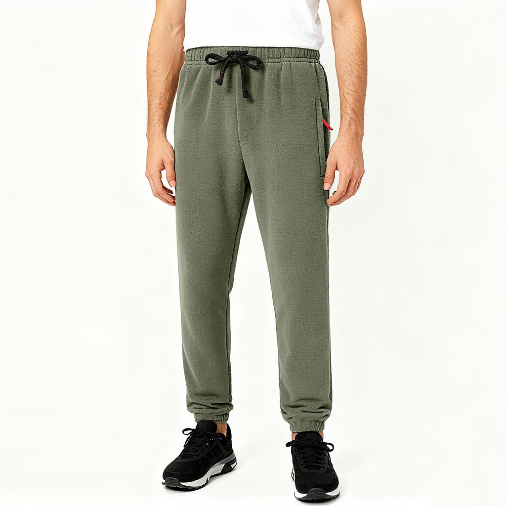 Men Fleece Pants Loose Casual Tapered Legs Sweatpants Fall Winter Warm Pants Outdoor Sport Trousers