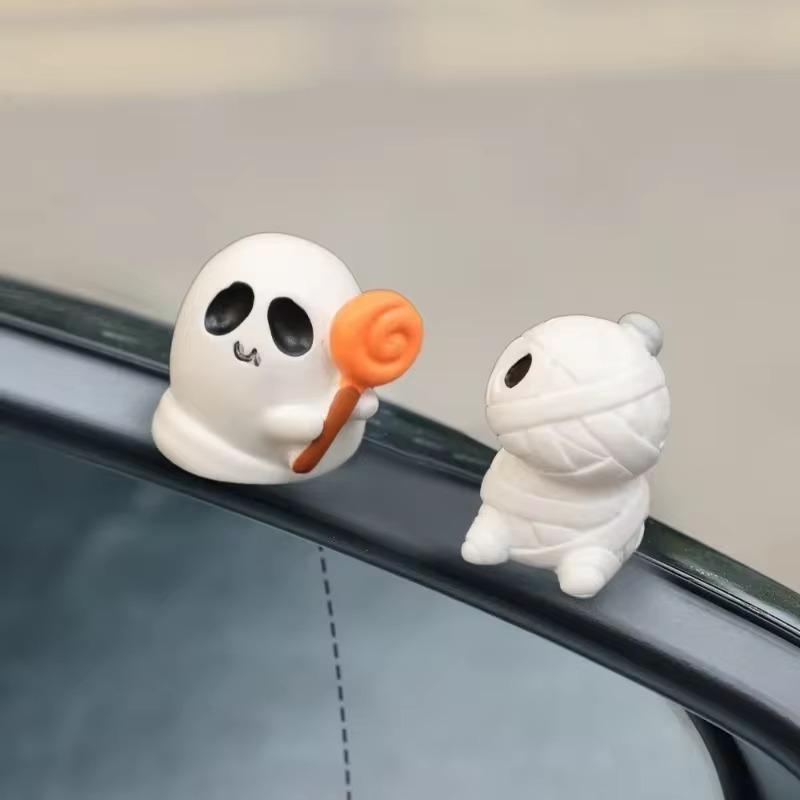 Halloween Creative Elf Car Ornaments Car Dashboard Center Console Pumpkin Ghost Mummy Ornament Car Interior Decor Accessories