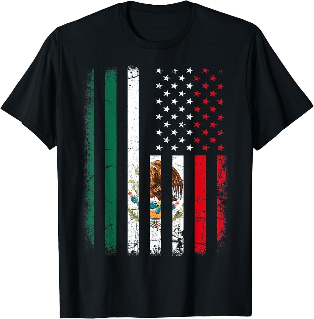 Mexican American Flag Mexican Roots Mexico America Unisex T-Shirt S-5XL