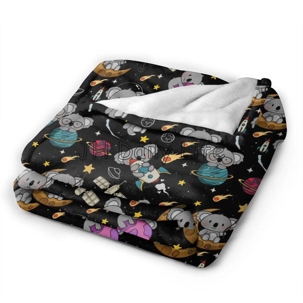 Cute Space Koalas Throw Blanket Lightweight Warm Flannel Fleece Blankets Cozy Soft Air Conditioning Blanket for Sofa Couch Bed