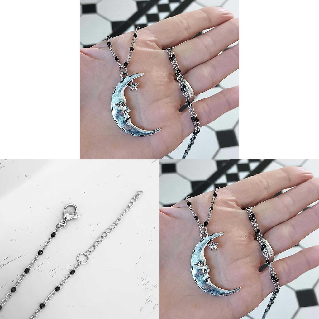 Gothic Moon Pendant Necklace With Zinc Alloy Geometric Design For Women