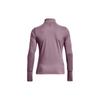 Under Armour Solid Color Zip Running Sports Slim Fit Stand Collar Long Sleeve T-Shirt Women Tops Purple 1379349-500