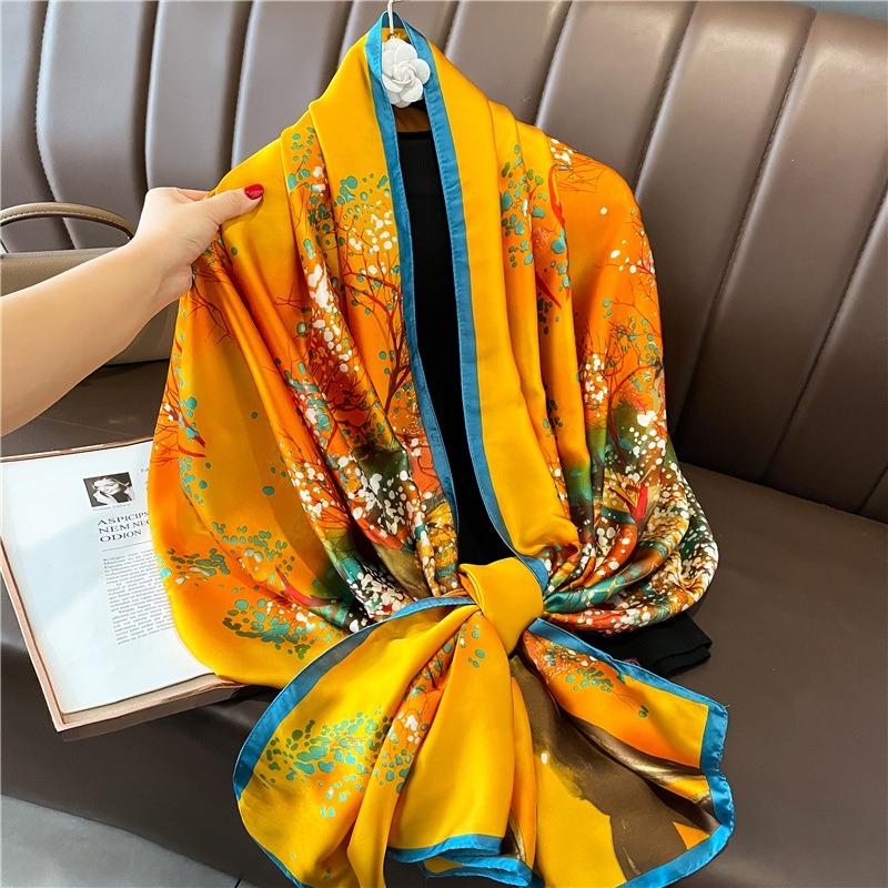 Temperament new × 0m silk scarf printed luxury scarf with goods long large size travel shawl sun protection