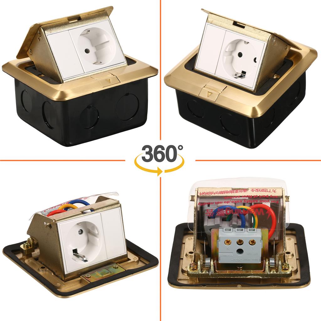 DT-T01 All-Copper Arc Waterproof Floor Socket Damping Luxury Multifunctional   Floor Socket Slow   Ground Socket