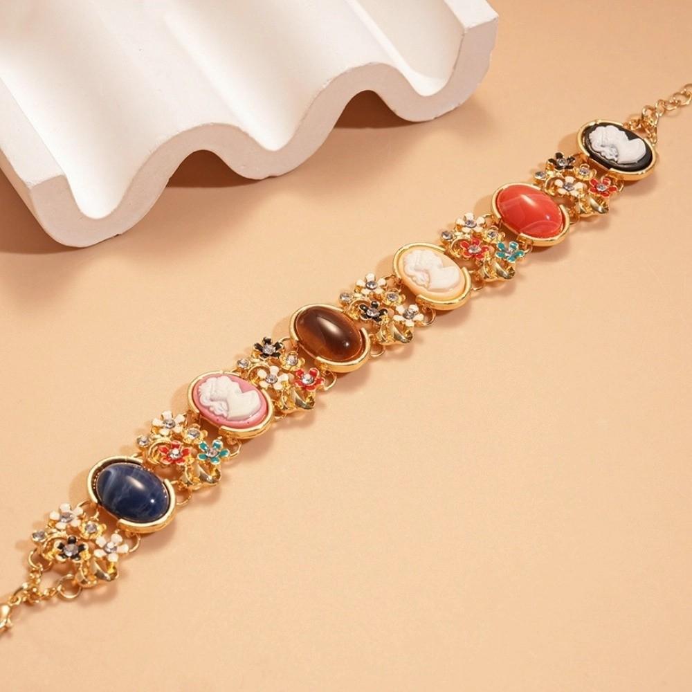 Resin Baroque Bracelet Rhinestone Women's Hand Bracelet Retro Enamel Bangle  Women Girl