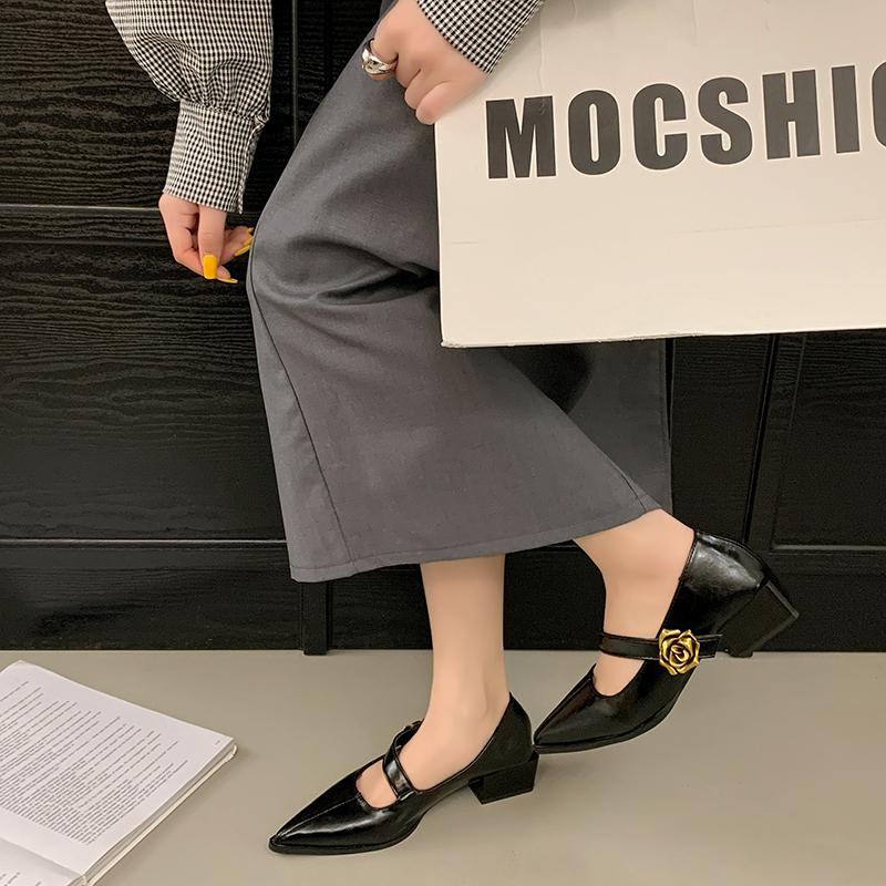 Fashion Hot Selling Flower Women Heeled Sandals Pointed Toe Mid Heels Woman Shoes Chunky Elegant Shallow 2025 Summer Mujer Sandalias