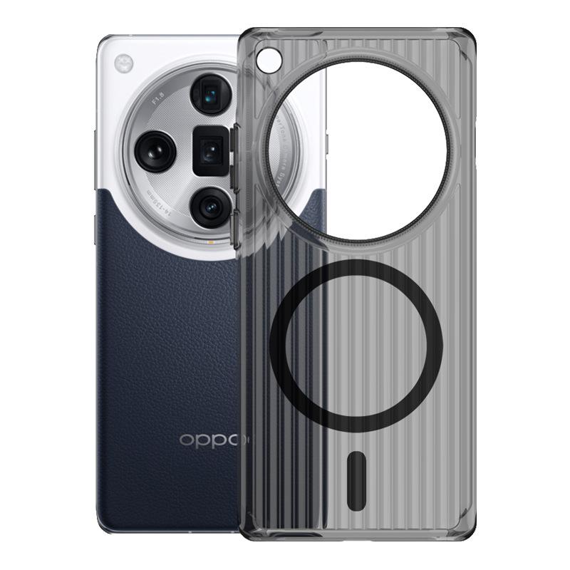 Applicable To OPPO FindX9Pro Mobile Phone Case Corrugated Grating Magnetic Suction Reno14Pro Ice Mist Anti-drop Protective Case