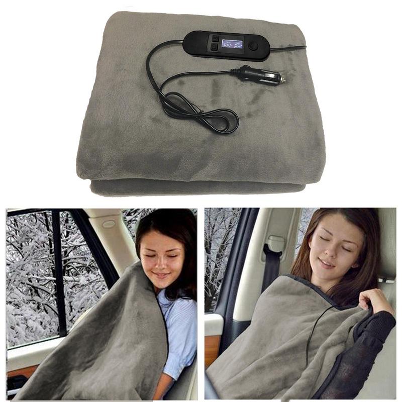 Car Heated Blanket 12V Winter Warm Smart Temperature Electric Heated Blankets Car Cigarette Lighter Plug Travel Heated Blanket