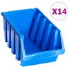 Vidaxl Stackable Containers, 14 Pcs., Blue, Plastic