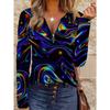Women's Elegant Printed Zipper Long-sleeved Top, Stylish and Versatile for Autumn and Winter Casual and Office Wear, Machine Washable