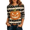 Dámské tričko s dlouhým rukávem na Halloween Vzor dýně a lebky Retro móda Kulatý výstřih Běžný top Každodenní Víkend