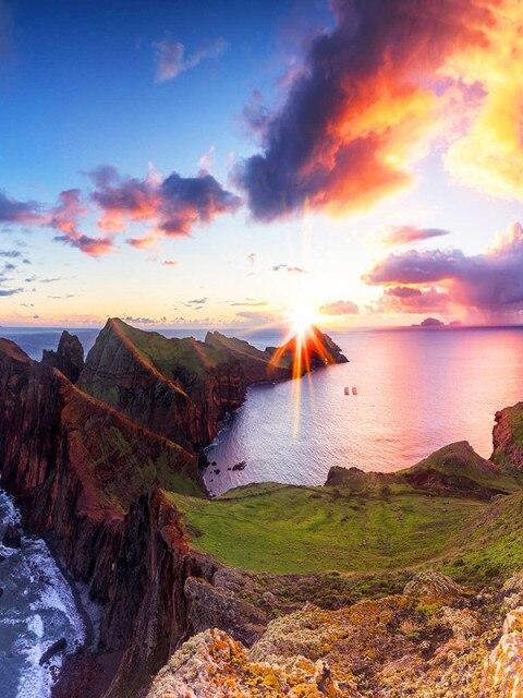 

5D DIY Алмазная картина Полный круглый Пейзаж Алмазная вышивка Распродажа Приморский закат Стразы Мозаика Подарок ручной работы Full Square 20X30CM светло-синий