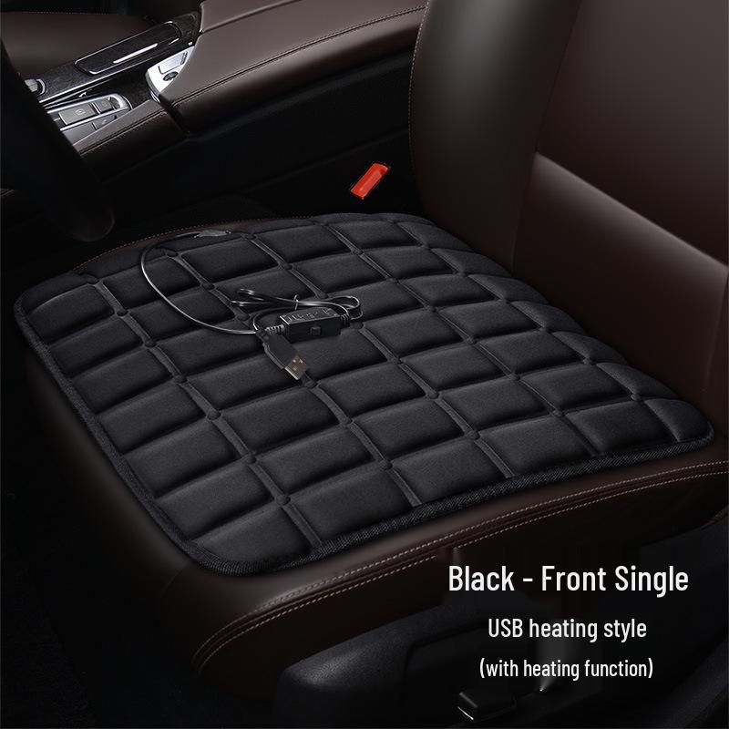Plaid Heated Car Seat Cushion for All Seasons - Single Seat Interior Accessory.